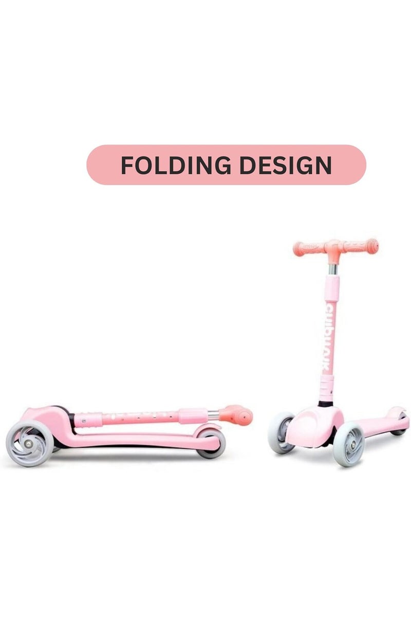 chipmunk 3 Wheel Kick Scooter for Kids & Toddlers – Adjustable T-Bar Handlebar with Lean-to-Turn Steering, Shock-Absorbing PU Wheels, Anti-Slip Deck, and Rear Brake – Safe & Lightweight Outdoor Glider for Girls Pink - Image 4